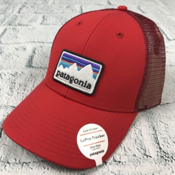red patagonia trucker hat